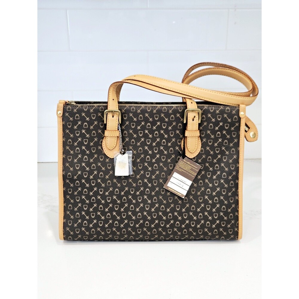 WHY Fieldstone Equestrian Tote Bag Brown Tan New With Tags Luxury Designer